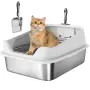 PawHut Котешка тоалетна от неръждаема стомана, снимка 2