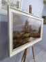 Стара маслена картина "Пейзаж с брези" – 78х59 см | Подписана, снимка 3