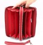 Голямо комфортно портмоне с 2 ципа, червено и черно, мат, снимка 3