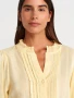 Елегантна Риза с оребрени детайли и балон ръкав - светложълта, снимка 1