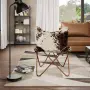 vidaXL Стол тип пеперуда, кафяво и бяло, естествена телешка кожа, снимка 3