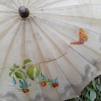 Стар дамски чадър за слънце,1900-1920г, снимка 8 - Антикварни и старинни предмети - 35815045