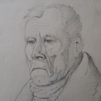 Майсторска рисунка Тома Петров(1908-1972) Портрет на мъж 1946година , снимка 3 - Картини - 36004332