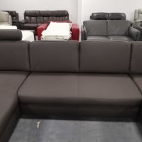 Кафяво-сив кожен ъглов диван с функция ракла "CARO", снимка 10 - Дивани и мека мебел - 39954736