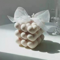 3D Кубче сърца сърце buble силиконов молд форма фондан гипс свещ шоколад, снимка 7 - Форми - 36239963