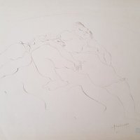 Жул Паскин 1885 - 1930 В бордея Оригинална еротична рисунка, снимка 4 - Картини - 41673984