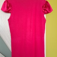 Дамска лятна блуза къс ръкав с къдрички циклама, снимка 4 - Блузи с дълъг ръкав и пуловери - 41717432