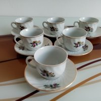 Чашки с подложни чинийки Китка, снимка 3 - Чаши - 42094359
