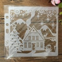 Хижа Къща снежна картина стенсил шаблон за спрей за торта украса Scrapbooking, снимка 2 - Други - 35812977