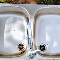 Двойна мивка с кран неръждаема хром никел, снимка 1 - Други стоки за дома - 42336653