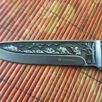 Руски ловен нож с инкрустиран ловец - Охотник 65х13, снимка 2 - Ножове - 34008136