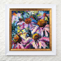 Картина с маслени бои - Летни цветя билки, снимка 2 - Картини - 36350626