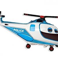 Син полиция хеликоптер самолет малък фолио фолиев балон хелий и въздух, снимка 1 - Други - 34534583