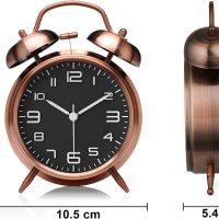 Аналогов часовник старомоден будилник със силна аларма кафяв, снимка 7 - Други - 42654409