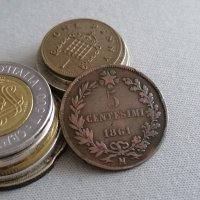 Монета - Италия - 5 чентесими | 1861г., снимка 1 - Нумизматика и бонистика - 39312146