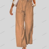 Ежедневни дамски широки панталони с копчета и джобове с висока талия, 5цвята - 024, снимка 5 - Панталони - 40956746