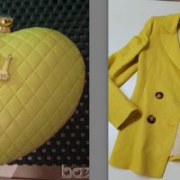СЕТ чанта  сърце и сако в жълто, снимка 1 - Сака - 34386416