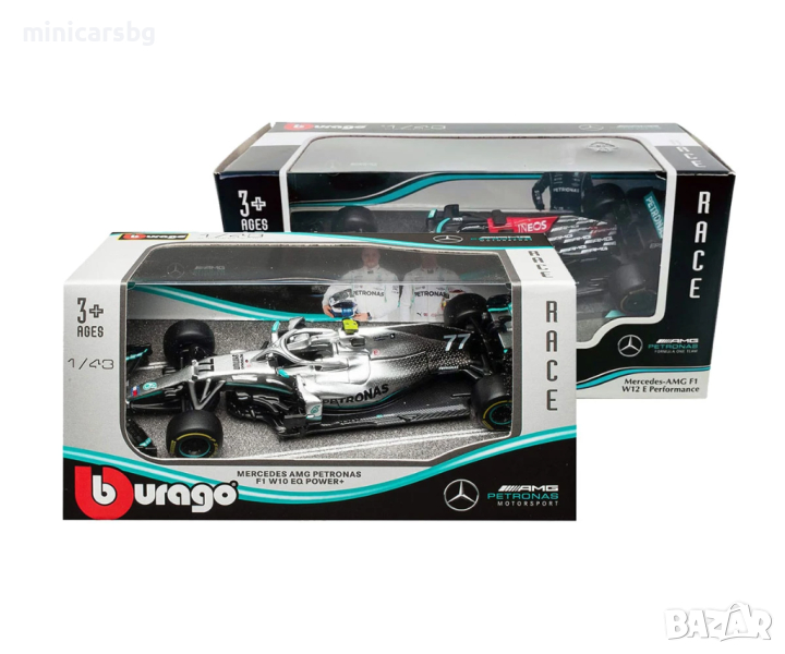 1:43 Метални колички: Mercedes AMG F1 W12 Performance Formula - Bburago, снимка 1