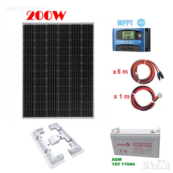 Соларна система за кемпер, каравана 200W, снимка 1