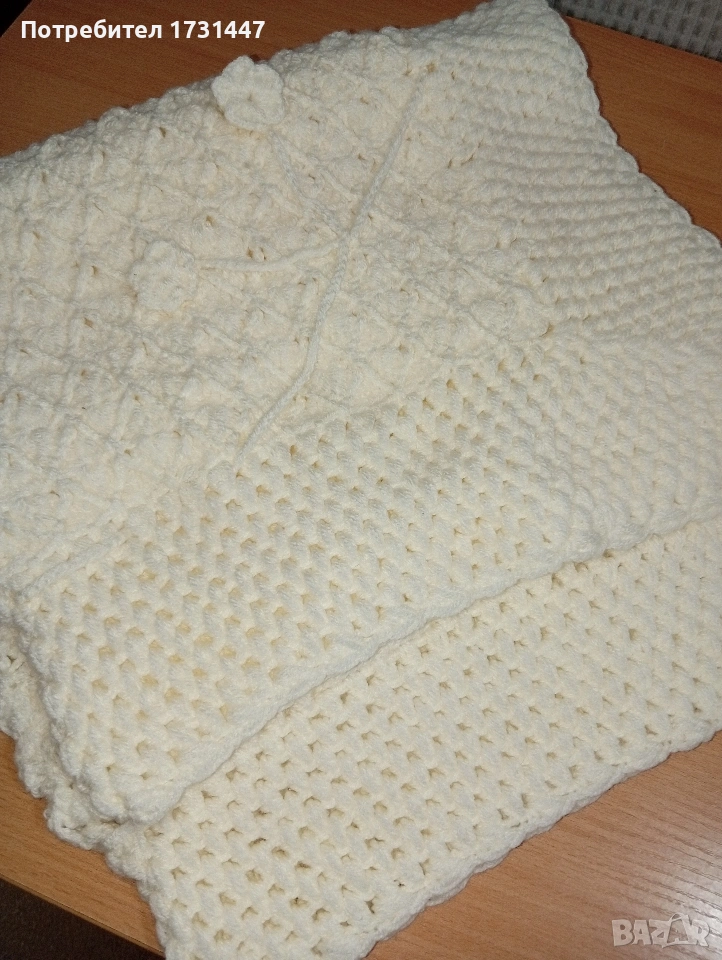 Продавам плетено бебешко одеяло , снимка 1
