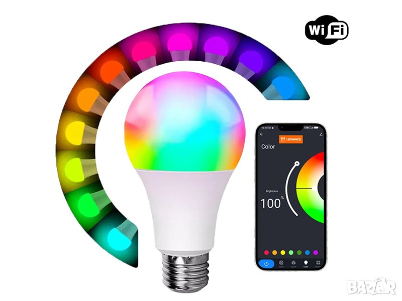 RGB Smart Крушка – LEDVANCE E27 Wi-Fi SMART+ 9 W – 1/2/3 бр. комплекти, снимка 1