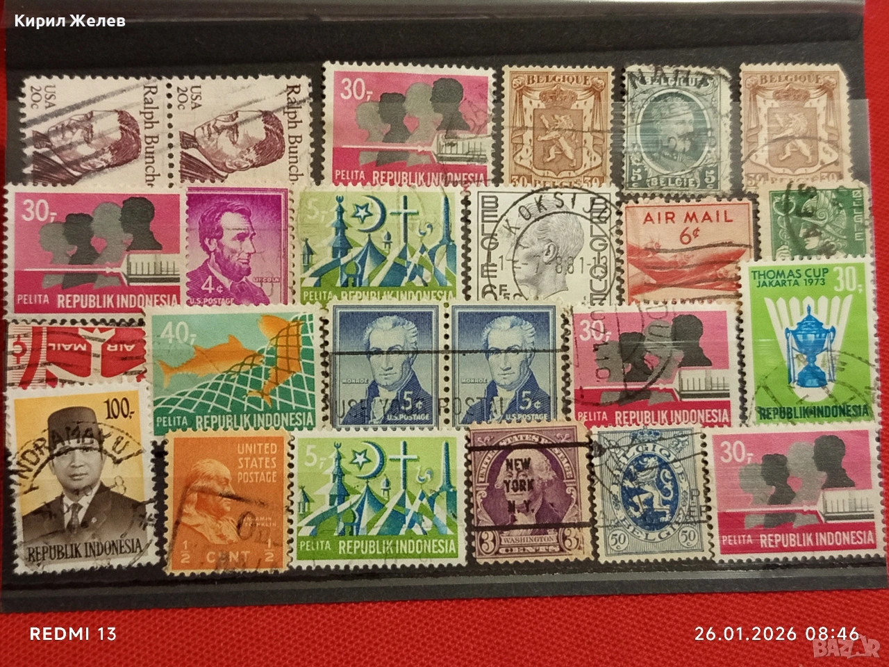 Стари пощенски марки от цял свят смесени АМЕРИКА , ИНДОНЕЗИЯ, БЕЛГИЯ ЗА КОЛЕКЦИЯ ДЕКОРАЦИЯ 51565, снимка 1