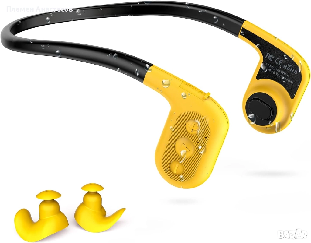 Tayogo W01 – водоустойчиви слушалки с костна проводимост, 8GB MP3 плеър и FM радио, снимка 1