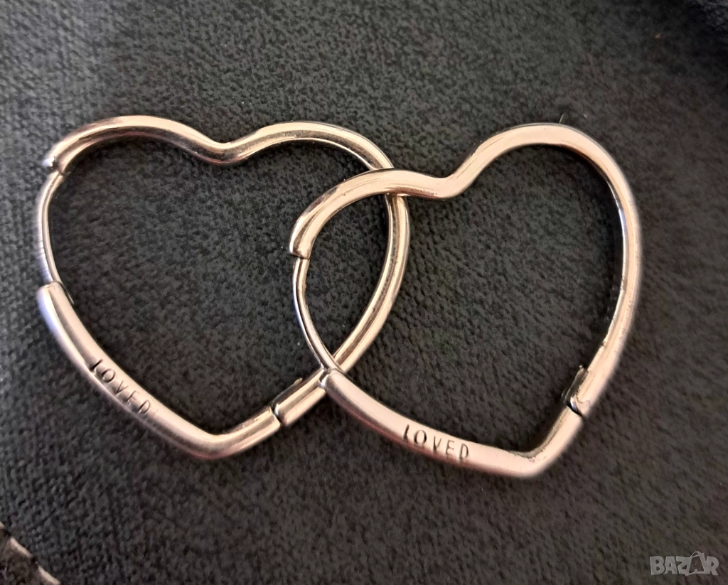 Сребърни обеци-сърца, снимка 1
