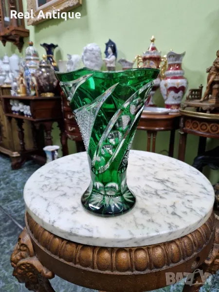 Прекрасна антикварна колекционерска немска кристална ваза , снимка 1