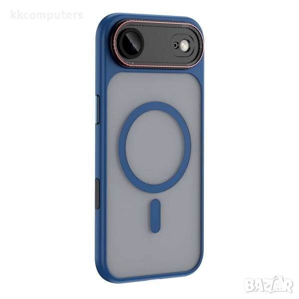 Калъф силикон мат Lens Protection MagSafe / Синя рамка / за iPhone 17 6.3 Баркод : 3132447, снимка 1