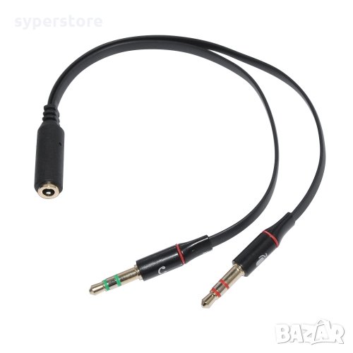 Кабел Стерео жак Женски към Два Стерео Жака Мъжки 0.20m Makki SS001150 Cable St.Jack - 2xSt.Jack F/M, снимка 1
