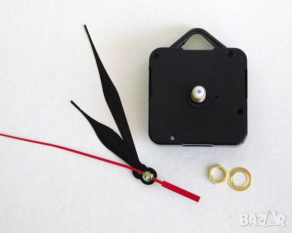 Часовников механизъм - плавен ( дълга резба ) - Черни Прави стрелки, снимка 1