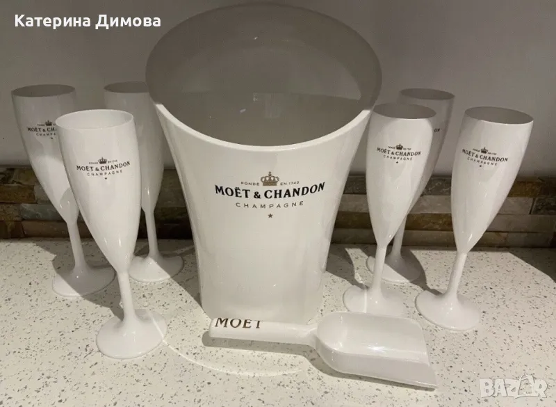 🥂Комплект MОËТ 4️⃣ чаши + 1️⃣ кофа🥂  , снимка 1