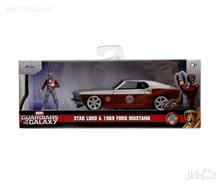 Марвел кола Fastback 1969 Ford Mustang 1:32 Jada 14 см, с метална фигурка 253223017, снимка 1