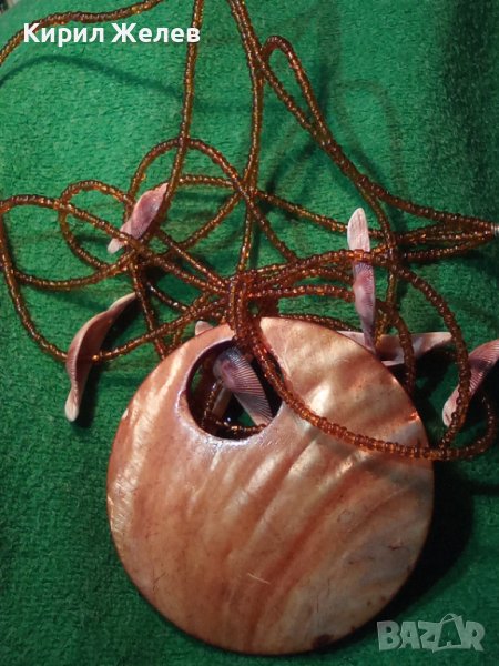 СЕДЕФЕНО МЪНИСТЕНО ФЕШЪН АРТ КОЛИЕ МЕДАЛЬОН ЛЯТНО ПЛАЖНО ХЕНД МЕЙД БИЖУ 34682, снимка 1