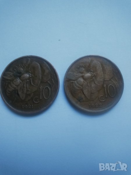 Лот Италия 10 четисими 1921 и 1922г., снимка 1