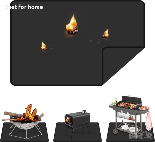Защита подложка- килим за барбекю, камина, огнище BBQ mat 122х 76 см., снимка 1