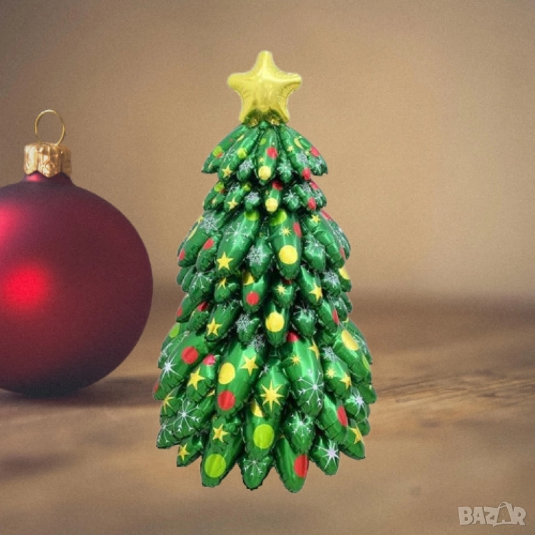 Коледни балони 9 части - 3D Коледна елха с цветни ярки акценти, снимка 1