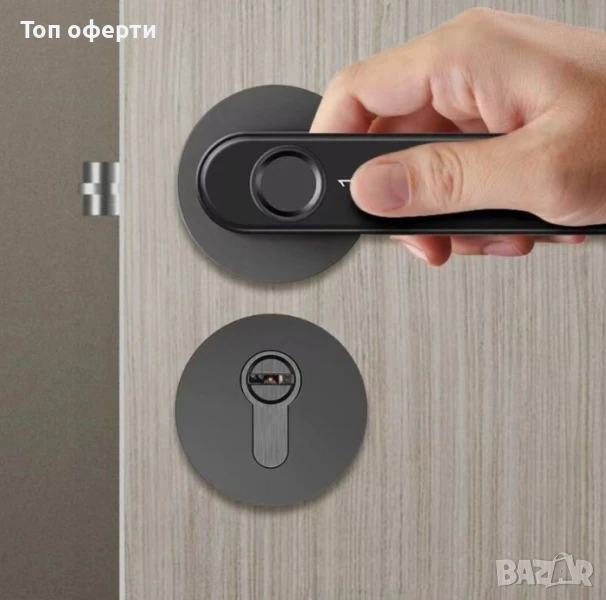 Секретна смарт брава Tuya, универсална, WiFi, 4xAAA захранване, Пръстов отпечатък, Парола, Ключ, снимка 1