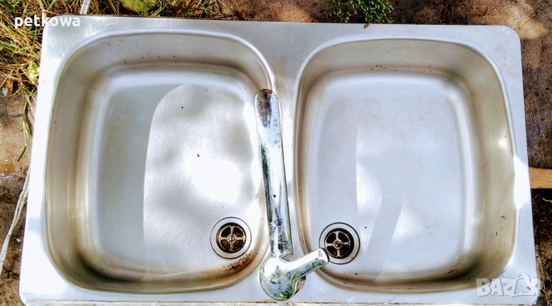 Двойна мивка с кран неръждаема хром никел, снимка 1
