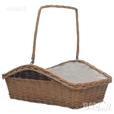 vidaXL Firewood Basket with Handle 61,5x46,5x58 cm Brown Willow(SKU:286989), снимка 1