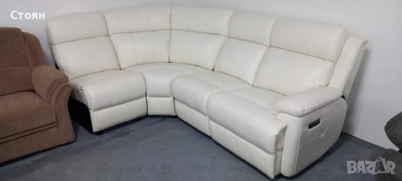 ПРОМОЦИЯ!!! Светло кремав ъглов диван с електрически релакс механизъм, снимка 1