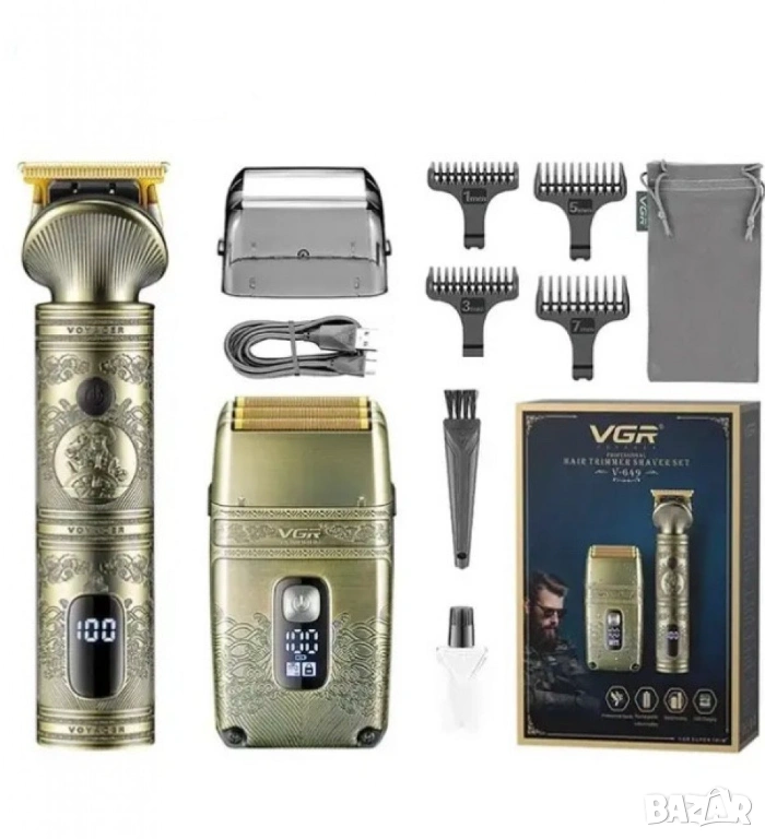 Професионален комплект тример и самобръсначка 2 в 1 VGR V-649 с метален корпус и луксозен дизайн, снимка 1