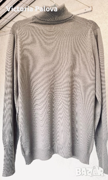 Луксозен италиански пуловер LE TRICOT PERUGIA от фин меринос цвят мляко с кафе, снимка 1