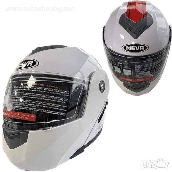 Каска за мотор -бяло / червено ГЛАНЦ, снимка 1