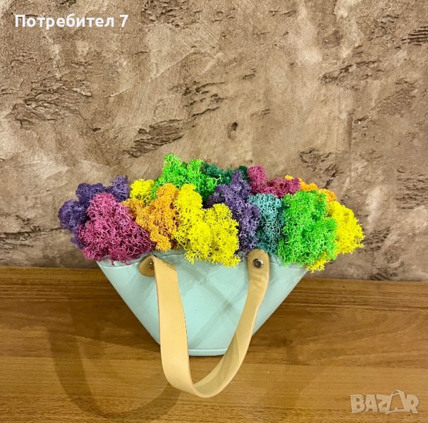Кашпа чанта със скандинавски мъх, снимка 1