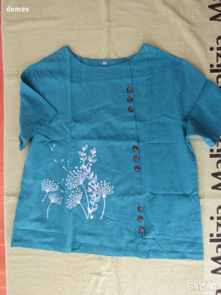 Дамска лилава блуза райе от тафта, размер XXL, снимка 1