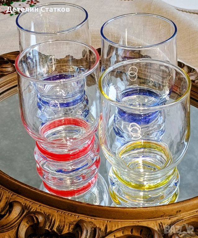 Комплект ретро стъклени чаши 4 бр., снимка 1