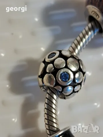 сребърна гривна Pandora  с пет талисманчета , снимка 12 - Гривни - 46750710