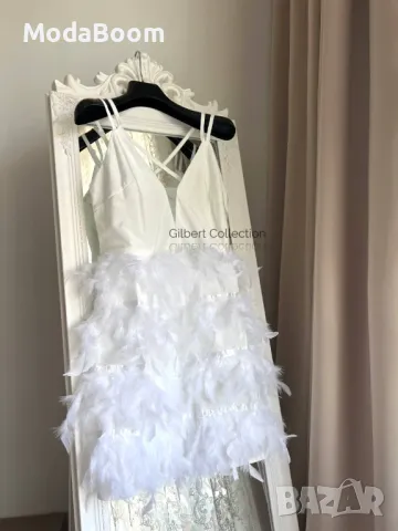 Рокля с естествени пера, снимка 3 - Рокли - 48825805